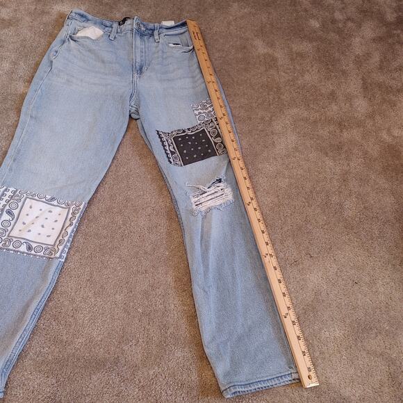 Hollister Size 3R Patchwork Jean Pants Distressed Waist 26 Length 27 Paisley - Picture 9 of 11